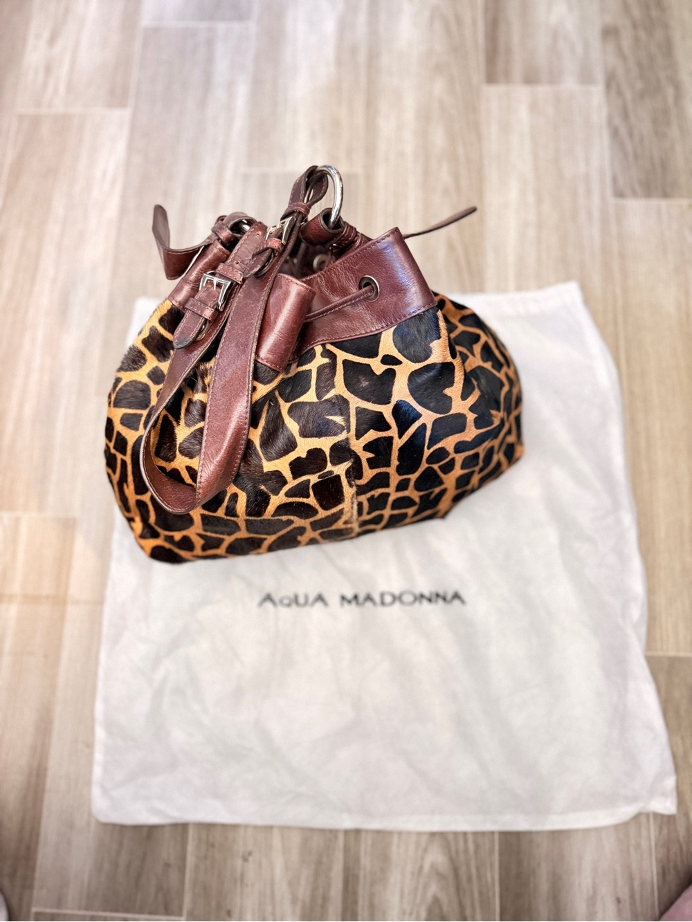 Aqua Madonna Giraffe Print